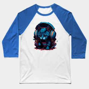 Futuristic Cat DJ Baseball T-Shirt
